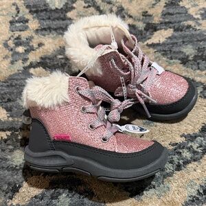 OshKosh B'gosh Glittery Pink and Black Kids Boots